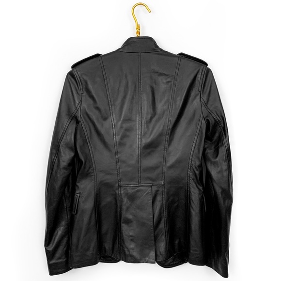 Theory leather black military style jacket - Picture 4 of 5